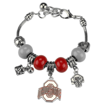 Ohio State Buckeyes Multi Charm The Slam Dunk Red Silver Bracelet Jewelr... - $23.99