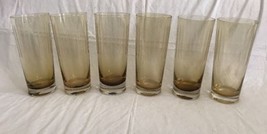MIKASA CRYSTAL CHEERS PASTEL 6 PIECE 7 1/4&quot; HIGHBALL TUMBLERS Amber Gold... - $49.96