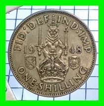1948 Great Britain UK 1 Shilling Coin King George VI KM-863 Vintage Worl... - $14.84