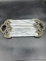 Vintage Godinger Silver Art Co. White Marble Charcuterie Board 18 3/8in  by 9 in - £27.25 GBP