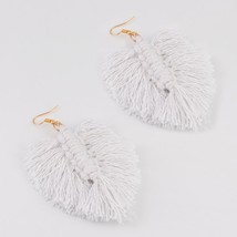 Bohemian Colorful Macrame  Leaf Shape Tassel Earrings for Women Trendy Fringed F - £6.29 GBP