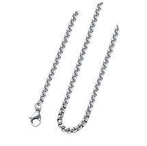 Square Rolo Chain Necklace Stainless Steel Round Box - $816.06 MXN