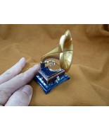 M336-D miniature Purple blue bronze enamel GRAMOPHONE trinket box music ... - $37.14 CAD