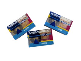 3 NEW Sealed Memorex 90 min. DBS Type I Normal Bias Blank Cassette Tapes - £9.05 GBP