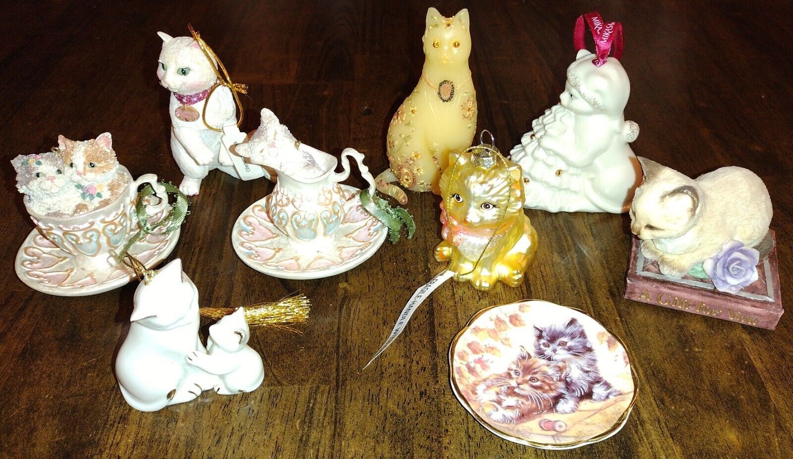Mikasa Cat Ornament Holiday Magic Staffordshire Country Artists 9pc Lot Kittens - £31.44 GBP