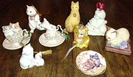 Mikasa Cat Ornament Holiday Magic Staffordshire Country Artists 9pc Lot Kittens - $39.99