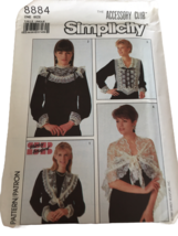 Simplicity Sewing Pattern 8884 Lace Shawl Collars French Cuffs 1980s Vintage UC - £6.38 GBP