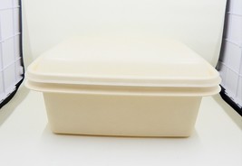 Tupperware Freeze N Save Ice Cream Keeper #1254 Almond with Sheer Lid #1255 - £15.72 GBP