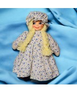Vintage Handmade Fabric Prairie Rag Doll Plastic Face Blonde Braids Cott... - £18.67 GBP