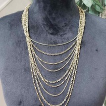 Goldwater Greek Womens Vintage Gold Tone Monet Multi Strand Chain Necklace - £20.45 GBP