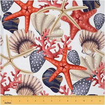 Seashells &amp; Starfish: Coastal Upholstery Fabric - Coral Ree - £77.28 GBP