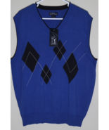 PRO TOUR Men&#39;s Adult Large Blue Argyle Sleeveless Golf V Neck Sweater Ve... - $24.75