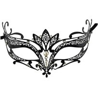 Black Crystal Tiara Laser Cut Venetian Mask Masquerade Princess Metal Filigree - $12.34