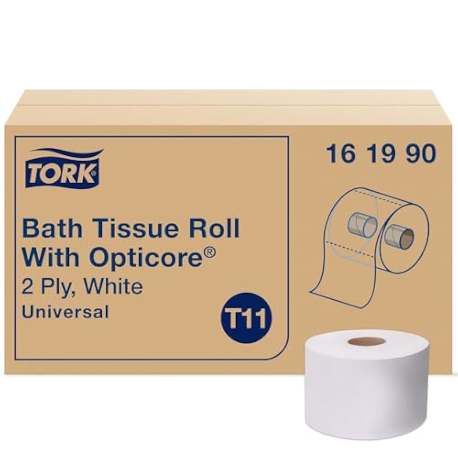 Tork OptiCore Mid-size Toilet Paper Roll White T11, Universal, 2-ply, 36 x 865 s