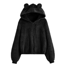 Plush coat autumn winter warm faux lamb fur sweatshirts long sleeve collar zipper solid thumb200