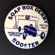 Vintage July 16, 1967 Soap Box Derby Booster Pin Middletown Optimist 1.75&quot; - £7.83 GBP