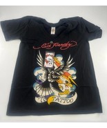 Ed Hardy Shirt Womens Medium Black V-neck Pullover Short Sleeve Bike Alt... - $38.73