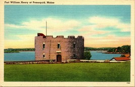 Fort William Henry at Pemaquid Maine ME UNP Linen Postcard - £3.06 GBP
