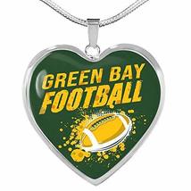 Express Your Love Gifts Green Bay Fan Gift Stainless Steel Heart Pendant Necklac - $54.40