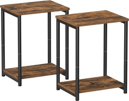 End Tables Set Of 2, Side Tables With Storage Shelf, Slim Night Tables, Steel - £51.08 GBP