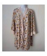 Nanette Lepore Pink Floral Robe Open Tunic Stretch Women sz Large Kimono... - £15.57 GBP
