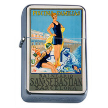 Vintage Poster D208 Flip Top Oil Lighter Wind Resistant Flame Piscina Familias - £11.70 GBP