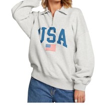 Chaser usa quarter zip oversized sweatshirt in Heather Gray - size L - £47.34 GBP