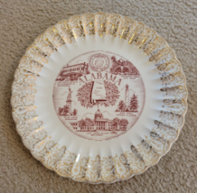 Collector Plate State of ALABAMA 10&quot; Gold Rim Capitol Maroon - £7.14 GBP