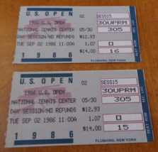 Lot of 2 US Open Tennis New York Ticket Stubs September 2, 1986 Day Session 15 - £13.52 GBP