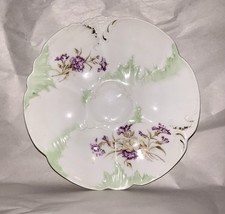 Oyster Plate Weimar Made in Germany Lavender Floral w Green Accents - $48.51