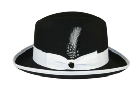 Bruno Capelo Dress Hat Australian Wool Homburg Godfather GF111 Black white - £55.03 GBP