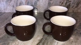 Plates &amp; Beyond Set Of 4 Brown/White Cereal Soup Dessert Coffee Bowls/Cups 65106 - $59.28