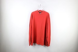 Vintage 90s Lands End Mens XL Faded Blank Mock Neck Long Sleeve T-Shirt Orange - $34.60