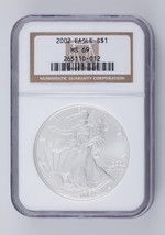 2002 $1 Aigle D&#39;Argent Américain Graded Par NGC Comme MS69 ! Bel Aigle D... - $1,420.13 MXN