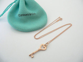 Tiffany &amp; Co 18K Rose Gold Heart Key Necklace Pendant Chain Gift Pouch Love - £1,326.24 GBP