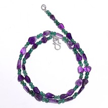 Natural Amethyst Aventurine Gemstone Mix Shape Smooth Beads Necklace 17&quot; UB-4472 - £7.69 GBP