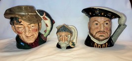 3 Lot Royal Doulton Toby Jugs Mug Henry VIII Poacher Don Quixote D6642 6429 6460 - £55.69 GBP