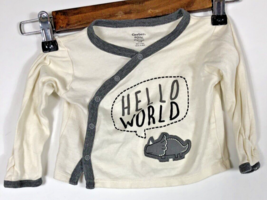 Gerber Organic Cotton 3-6M 3-6 Months Hello World Snap Up Shirt Dinosaur Boys - £7.62 GBP