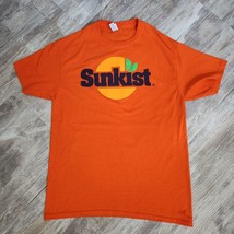 Jerzees Vintage 90s Sunkist Logo Tee Shirt Dri Power Orange Soda Prop Size M - £28.06 GBP