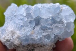 Celestite Sky Blue Raw Natural Mineral Geode -Collectible Healing Crystals - $22.27+