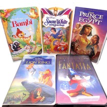 5 VHS Disney Movies: Bambi, Snow White, Lion King, Fantasia, Prince of E... - £23.41 GBP