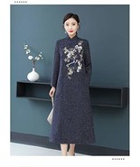 Chinese Style Retro Women&#39;s Thickened Coat Chinese Embroidery Woolen Lon... - $97.02