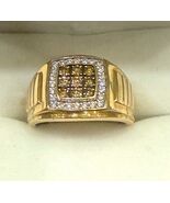 Men”s 10K Yellow Gold .50cwt Brown .25cwt White Diamond Ring  Size 10 - $1,188.00