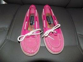 Sperry Top Sider Biscayne 1 Eye Pink Sequin YG42851F Size 1.5M Girl&#39;s EUC - $22.40