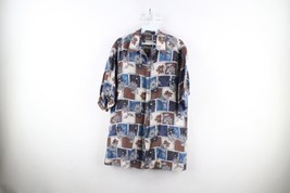 Vtg 90s Streetwear Mens Medium Distressed Silk Flower Short Sleeve Button Shirt - £31.10 GBP