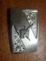 Longhorn Bull Belt Buckle Nickle Brass Chambers Belt Co Vintage 1960s  - £12.77 GBP