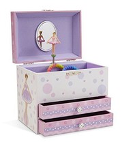 White and Purple Ballerina Musical Jewelry Box 2 Pullout Drawers, Swan Lake Tune - £44.05 GBP