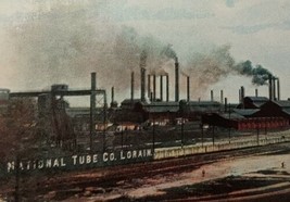 c1910 National Tube Co. Tube Mills Lorain Ohio Vintage Postcard Steel Pipe Rails - £18.94 GBP