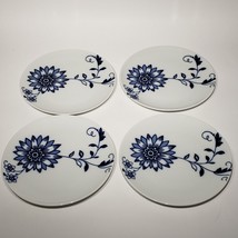 Set of 4 Crate &amp; Barrel Camille 6.5&quot; Bread &amp; Butter Plates Porcelain Blu... - £67.43 GBP