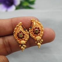 Handmade Earrings 22k Gold Earrings handmade jewelry, Traditional Indian Meena E - £653.16 GBP